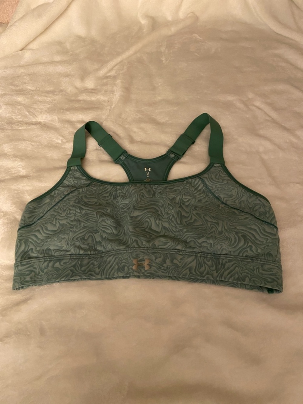 Under Armour Green Marble-Print Racerback Sports Bra